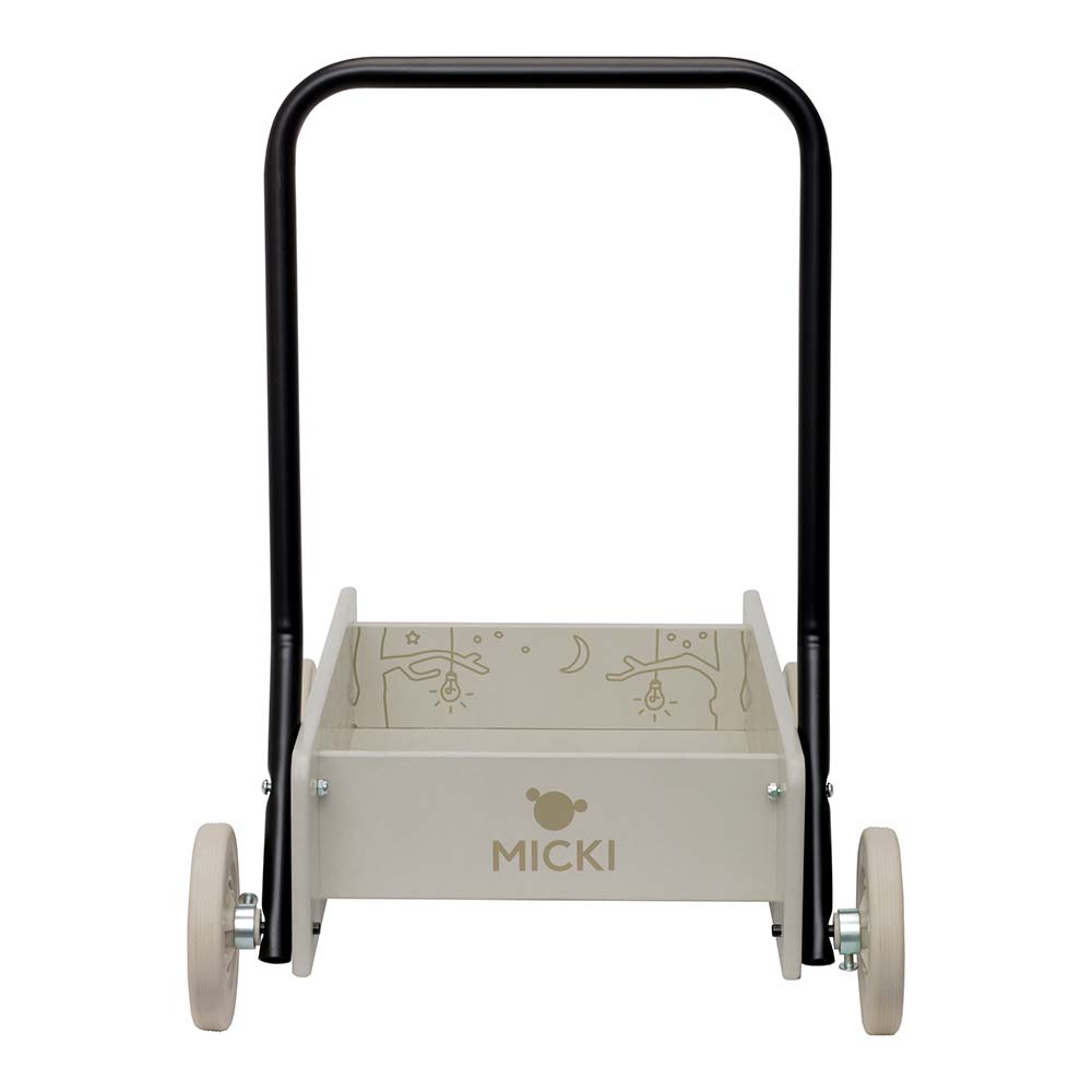 Beżowy drewniany chodzik pchacz, do nauki chodzenia, dla dzieci, zabawka Micki