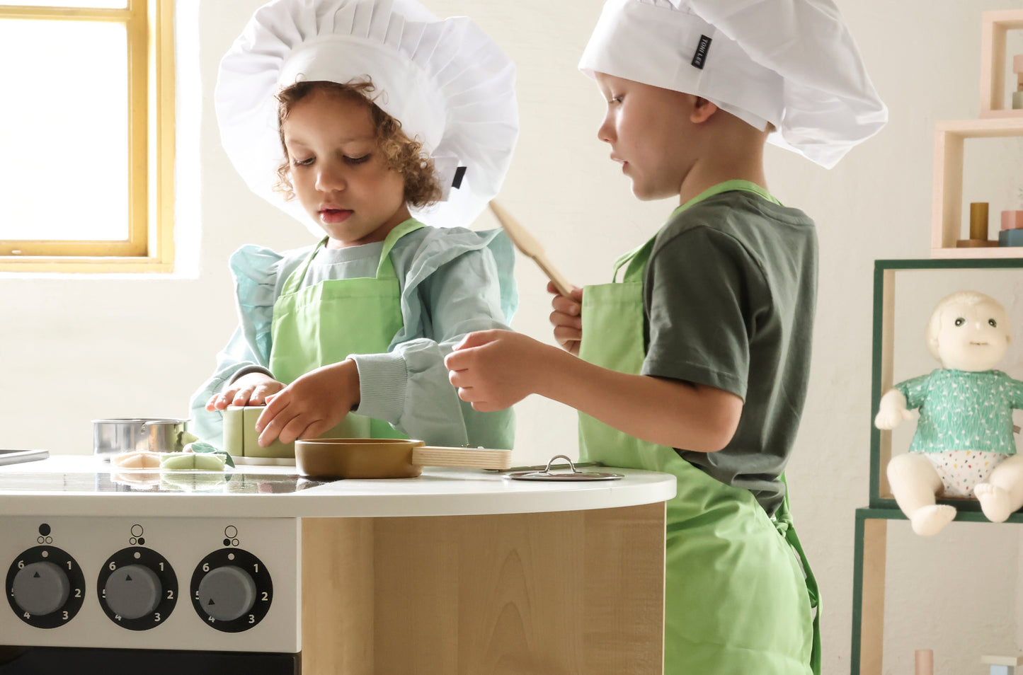 Drewniana wyspa kuchenna meble dla dzieci wyposażenie zabawka kuchnia Micki