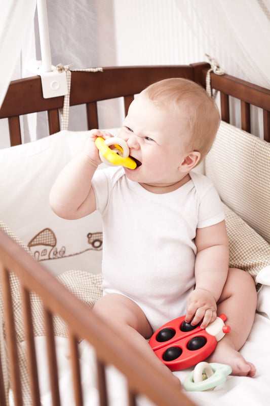 Drewniana grzechotka ptaszek z dzwoneczkiem - BAJO