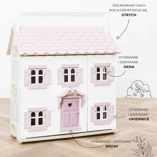 Drewniany domek dla lalek Sophie, zabawka dla dzieci, domki, Le Toy Van