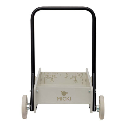 Beżowy drewniany chodzik pchacz, do nauki chodzenia, dla dzieci, zabawka Micki