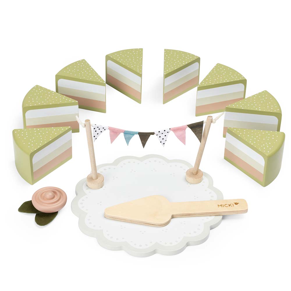 Drewniany tort, układanka, klocki dla dzieci, zabawka, gotowanie, Micki