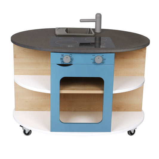 Drewniana wyspa kuchenna niebieska meble dla dzieci zabawka kuchnia Micki