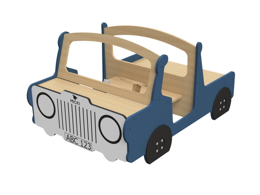 Drewniana ciężarówka z platformą niebieska meble dla dzieci zabawka Micki