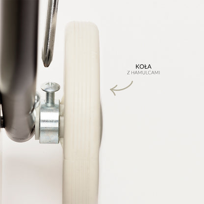 Beżowy drewniany chodzik pchacz, do nauki chodzenia, dla dzieci, zabawka Micki