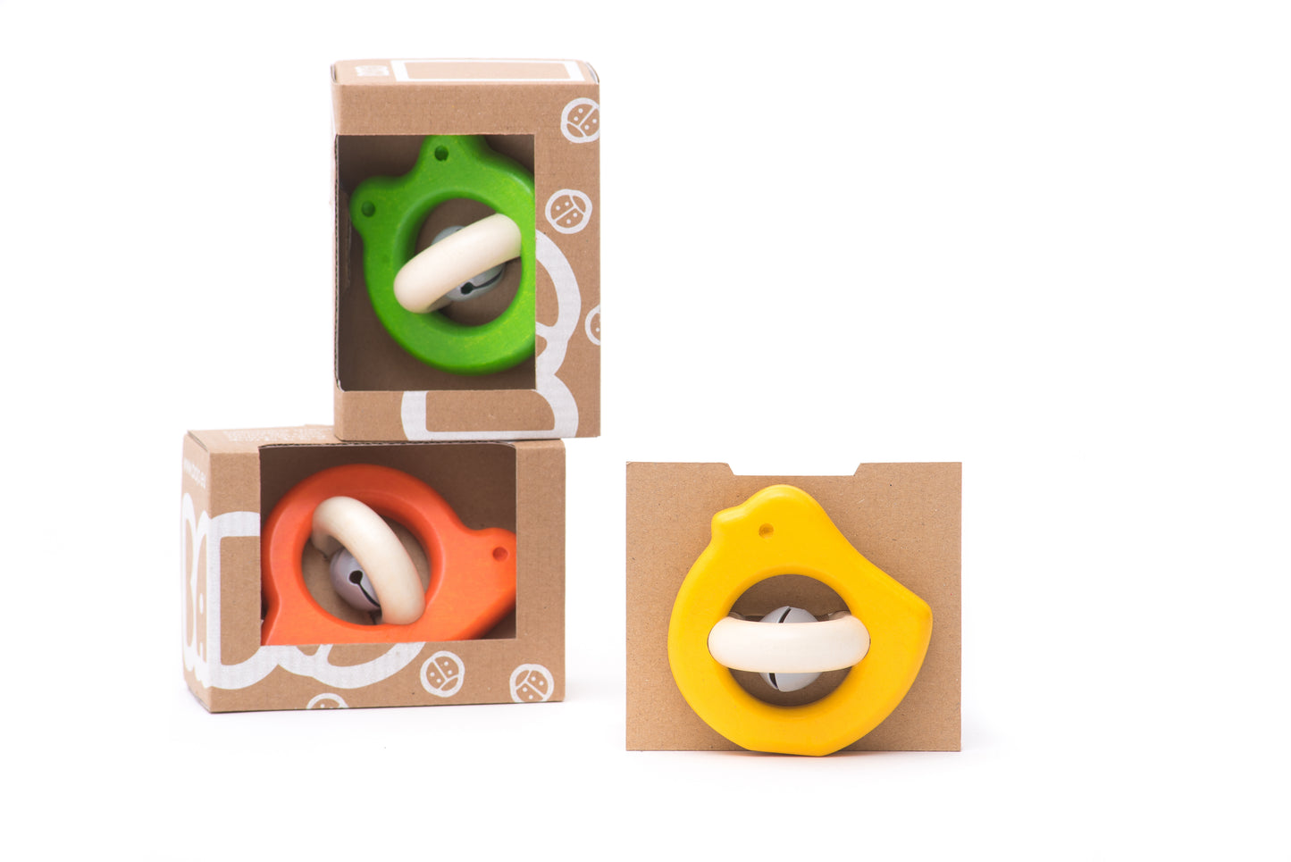 Drewniana grzechotka ptaszek z dzwoneczkiem - BAJO