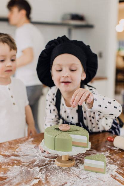 Drewniany tort, układanka, klocki dla dzieci, zabawka, gotowanie, Micki