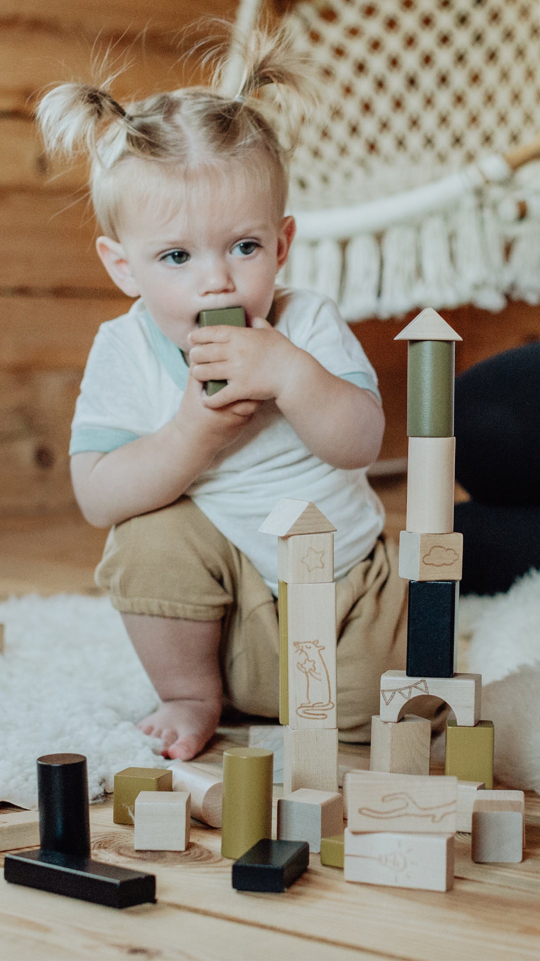 Klocki drewniane Premium dla dzieci 40 sztuk, zestaw klocków, zabawka Micki