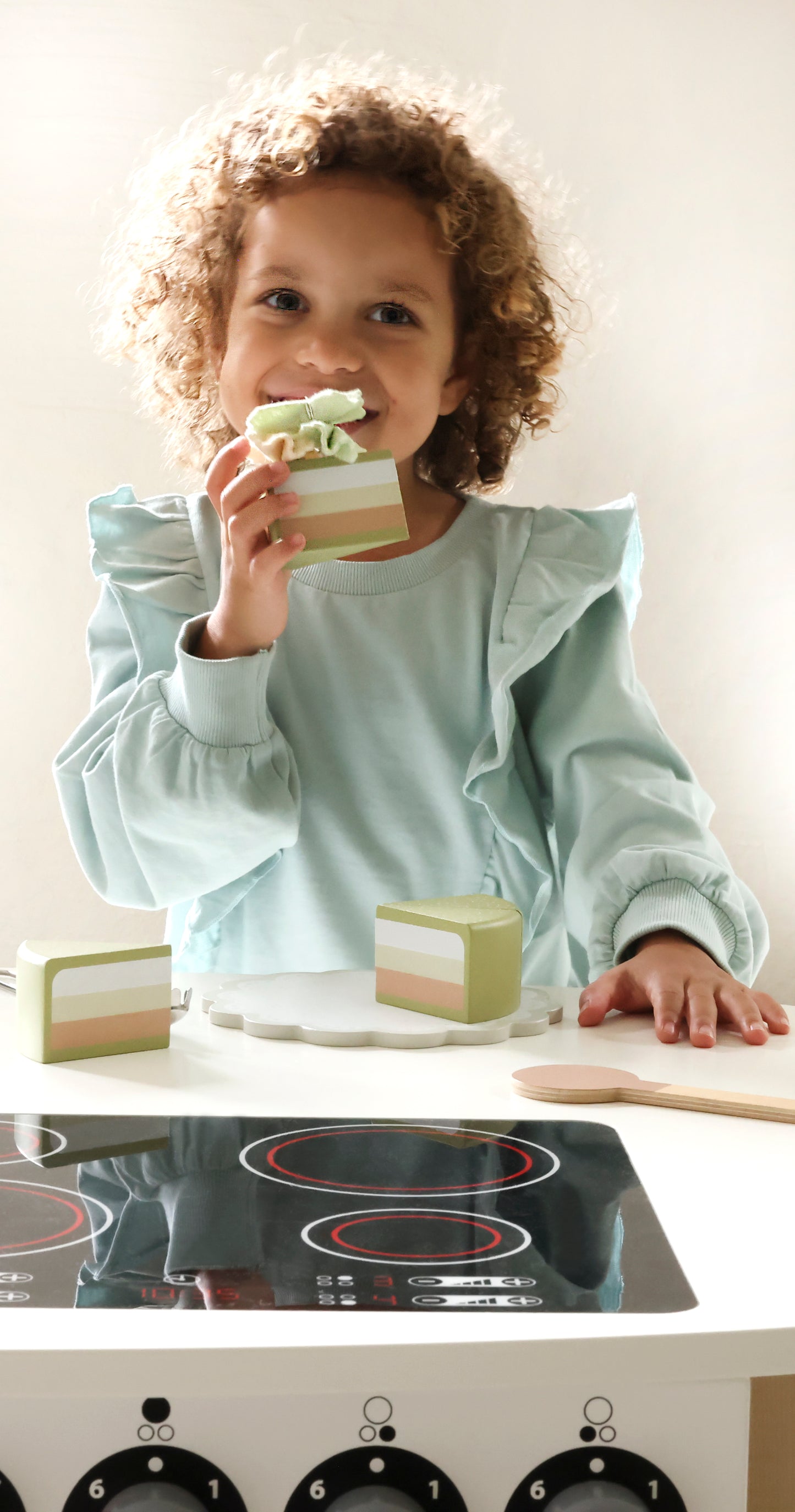 Drewniana wyspa kuchenna meble dla dzieci wyposażenie zabawka kuchnia Micki