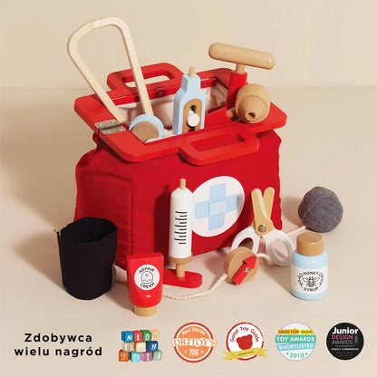 Drewniany zestaw lekarza, zabawka dla dzieci, odgrywanie ról, Le Toy Van