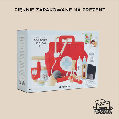 Drewniany zestaw lekarza, zabawka dla dzieci, odgrywanie ról, Le Toy Van