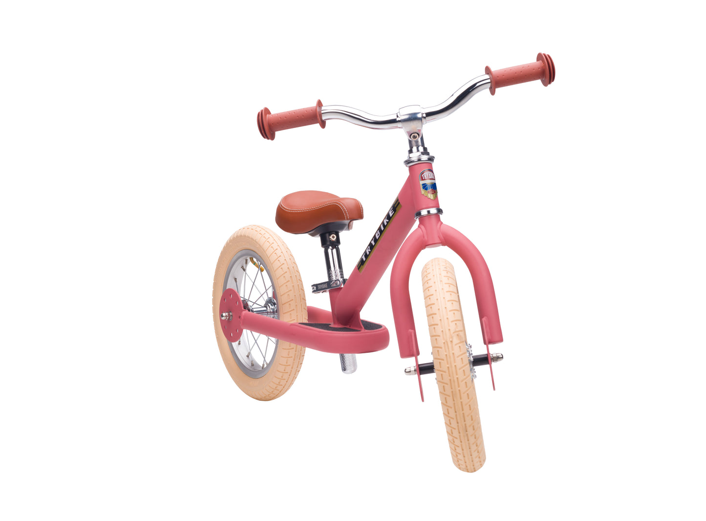 Pierwszy rowerek trójkołowy dziecięcy biegowy 2w1 różowy matowy Trybike