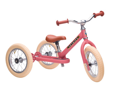 Pierwszy rowerek trójkołowy dziecięcy biegowy 2w1 różowy matowy Trybike