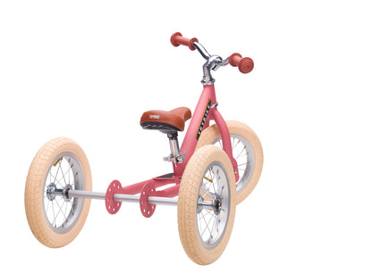Pierwszy rowerek trójkołowy dziecięcy biegowy 2w1 różowy matowy Trybike