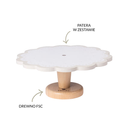 Drewniana patera z ciastkami, układanka, klocki dla dzieci, gotowanie Micki