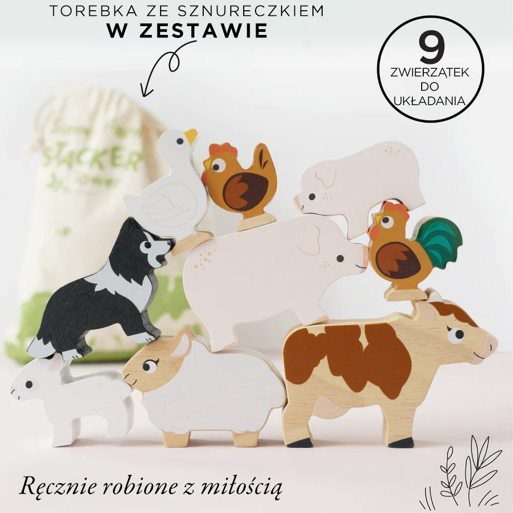 Drewniane figurki zwierzątka wiejskie, zabawka układanka, dzieci Le Toy Van