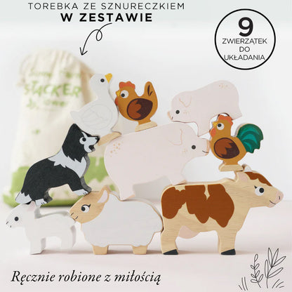 Drewniane figurki zwierzątka wiejskie, zabawka układanka, dzieci Le Toy Van