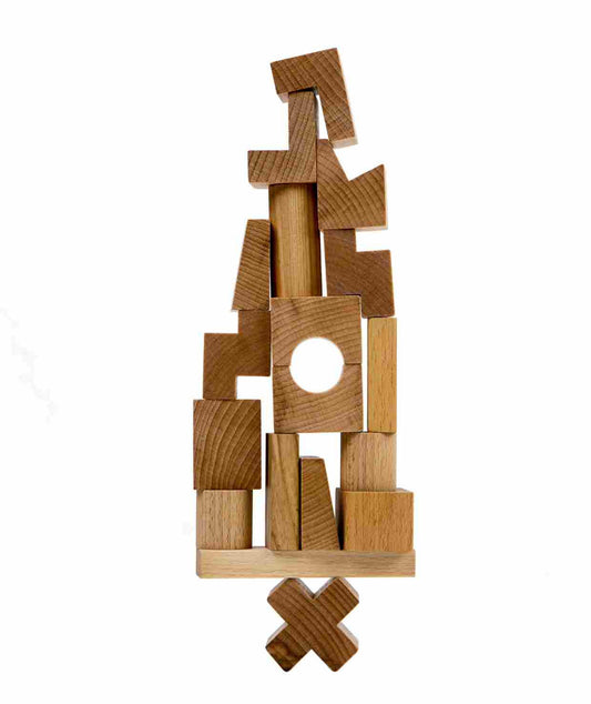 Drewniana Układanka Wieża – Naturalna