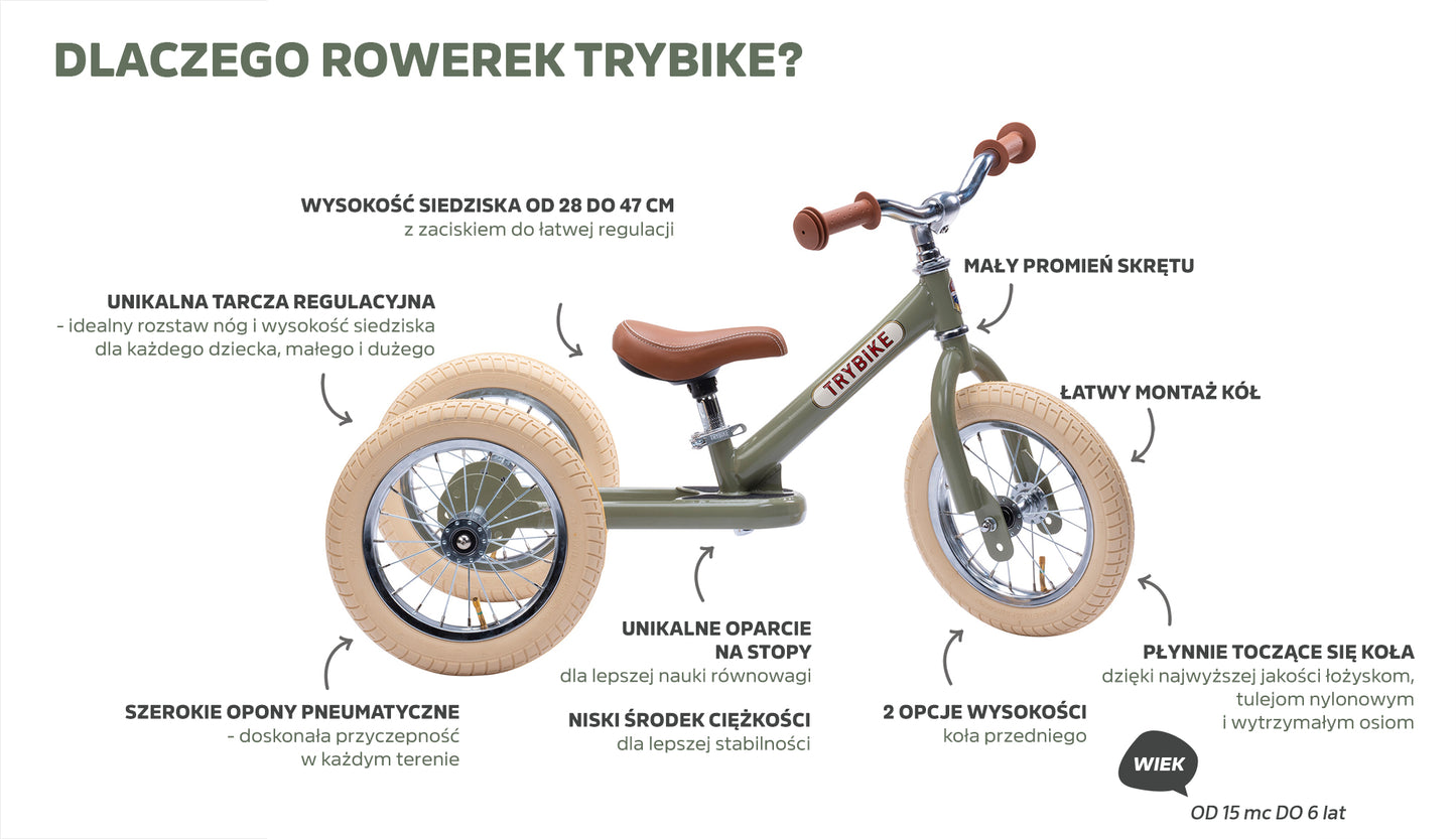 Pierwszy rowerek trójkołowy dziecięcy biegowy 2w1 czerwony matowy Trybike
