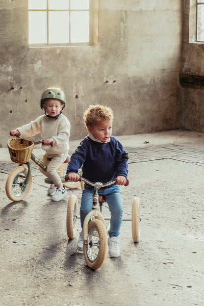 Pierwszy rowerek trójkołowy dziecięcy biegowy 2w1 kremowy matowy Trybike